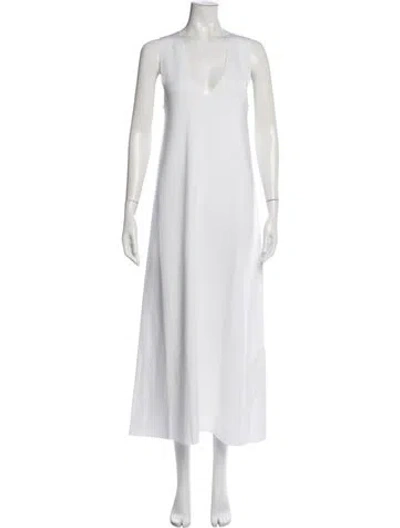 Pre-owned Khaite V-neck Long Dress W/ Tags In White