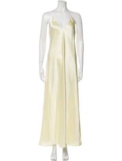 Pre-owned Khaite V-neck Long Dress W/ Tags In Yellow