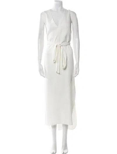 Pre-owned Khaite V-neck Long Dress In White
