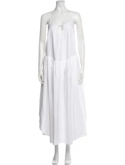 Pre-owned Khaite V-neck Long Dress In White
