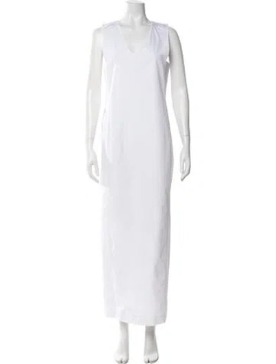 Pre-owned Khaite V-neck Long Dress In White