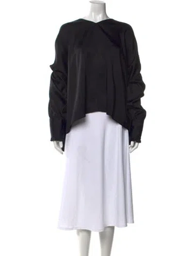 Pre-owned Khaite V-neck Long Sleeve Blouse In Black