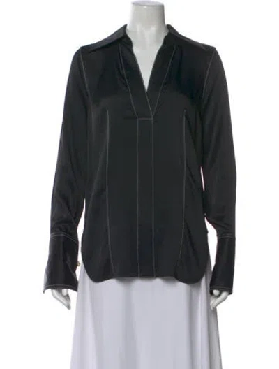 Pre-owned Khaite V-neck Long Sleeve Blouse In Black