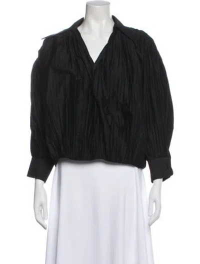 Pre-owned Khaite V-neck Long Sleeve Blouse In Blue