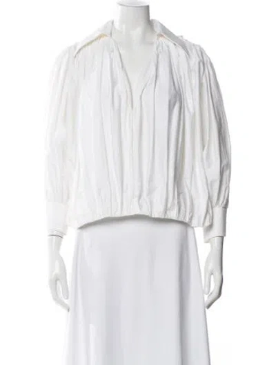 Pre-owned Khaite V-neck Long Sleeve Blouse In Blue
