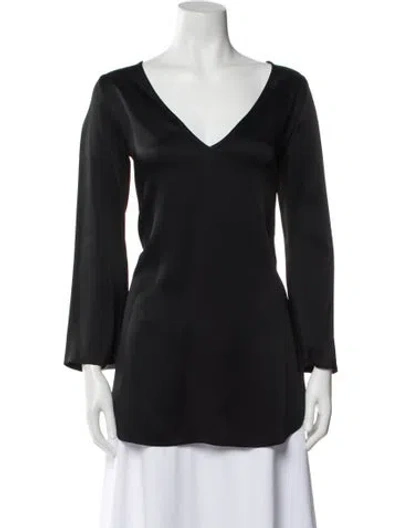 Pre-owned Khaite V-neck Long Sleeve Blouse In Grey