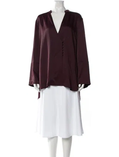 Pre-owned Khaite V-neck Long Sleeve Blouse In Multi