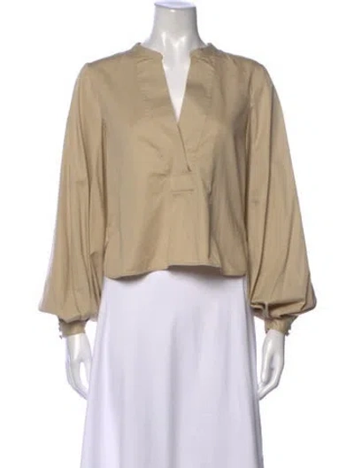 Pre-owned Khaite V-neck Long Sleeve Blouse In Neutrals