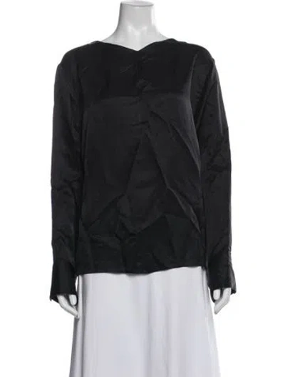 Pre-owned Khaite V-neck Long Sleeve Blouse W/ Tags In Blue