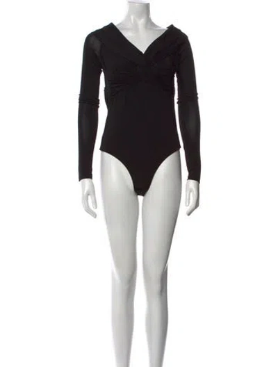 Pre-owned Khaite V-neck Long Sleeve Bodysuit In Black