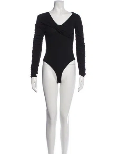 Pre-owned Khaite V-neck Long Sleeve Bodysuit In Black