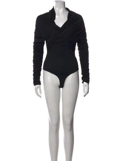 Pre-owned Khaite V-neck Long Sleeve Bodysuit In Black