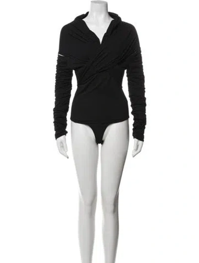 Pre-owned Khaite V-neck Long Sleeve Bodysuit In Blue