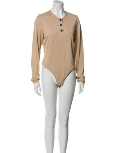 Pre-owned Khaite V-neck Long Sleeve Bodysuit In Neutral