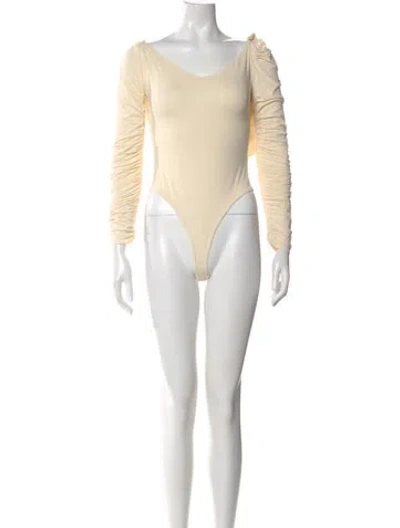 Pre-owned Khaite V-neck Long Sleeve Bodysuit In Neutral