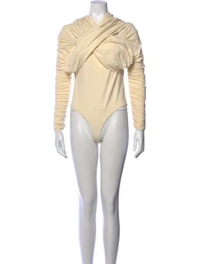 Pre-owned Khaite V-neck Long Sleeve Bodysuit In Neutrals