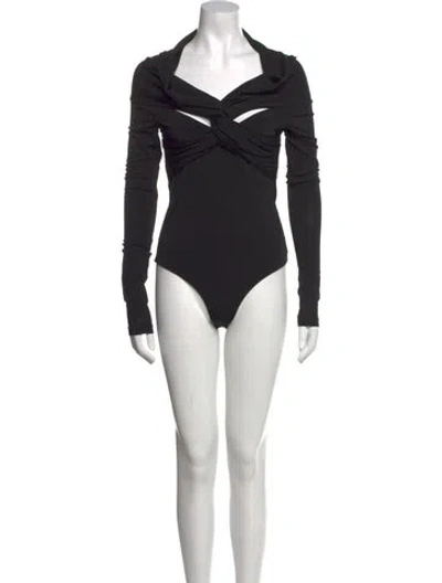 Pre-owned Khaite V-neck Long Sleeve Bodysuit W/ Tags In Black