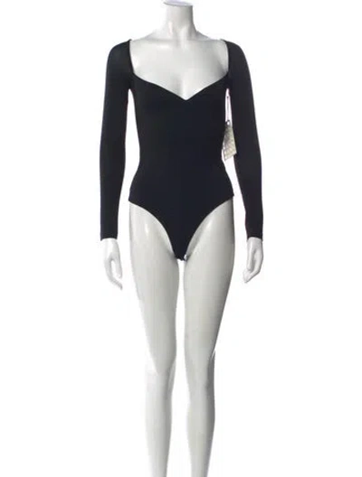 Pre-owned Khaite V-neck Long Sleeve Bodysuit W/ Tags In Black