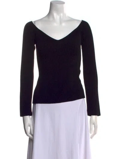 Pre-owned Khaite V-neck Long Sleeve Top In Black