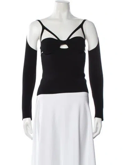 Pre-owned Khaite V-neck Long Sleeve Top In Black