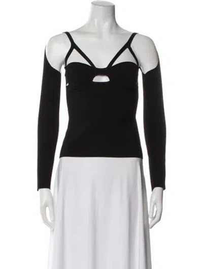 Pre-owned Khaite V-neck Long Sleeve Top In Black