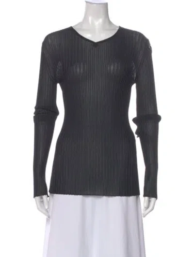 Pre-owned Khaite V-neck Long Sleeve Top In Gray