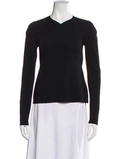 Pre-owned Khaite V-neck Long Sleeve Top W/ Tags In Black