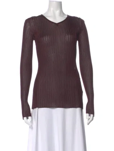 Pre-owned Khaite V-neck Long Sleeve Top W/ Tags In Purple