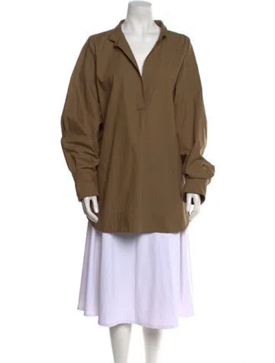 Pre-owned Khaite V-neck Long Sleeve Tunic W/ Tags In Brown