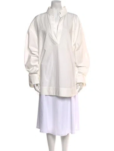 Pre-owned Khaite V-neck Long Sleeve Tunic In White
