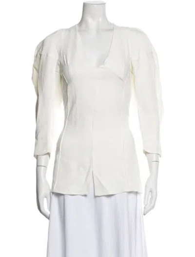 Pre-owned Khaite V-neck Long Sleeve Tunic In White