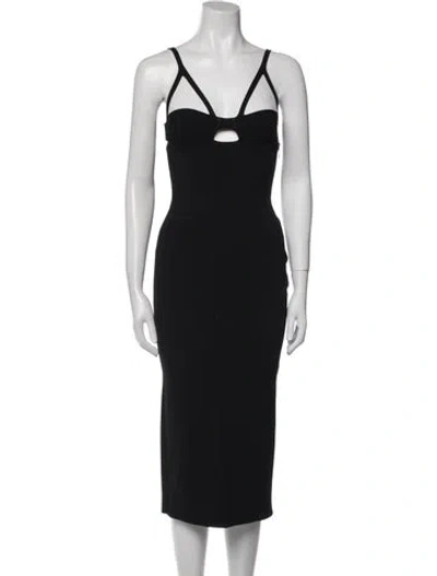 Pre-owned Khaite V-neck Midi Length Dress In Black
