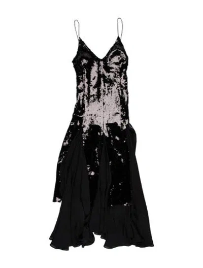 Pre-owned Khaite V-neck Midi Length Dress In Black