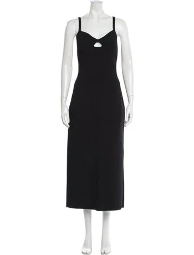 Pre-owned Khaite V-neck Midi Length Dress In Black
