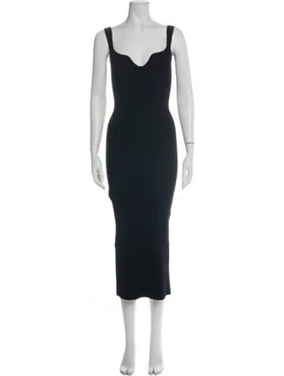 Pre-owned Khaite V-neck Midi Length Dress In Black