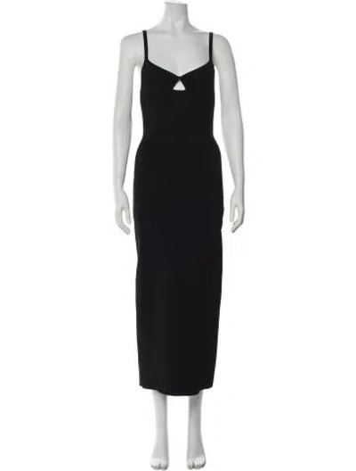 Pre-owned Khaite V-neck Midi Length Dress In Black