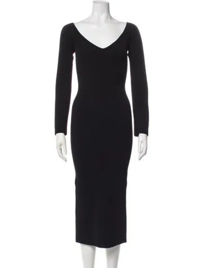 Pre-owned Khaite V-neck Midi Length Dress In Blue