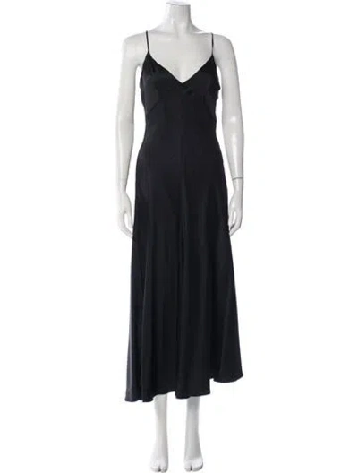 Pre-owned Khaite V-neck Midi Length Dress In Blue
