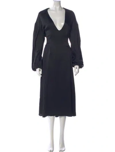 Pre-owned Khaite V-neck Midi Length Dress In Blue