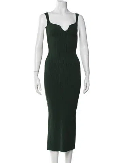 Pre-owned Khaite V-neck Midi Length Dress In Green
