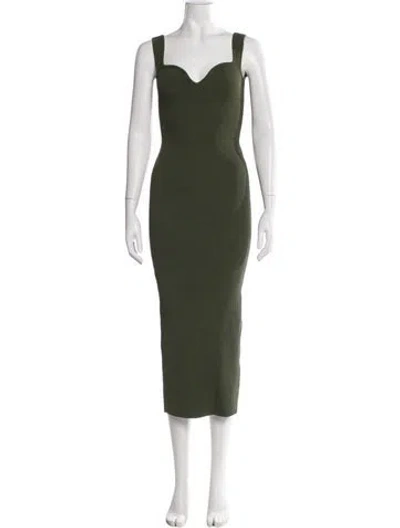 Pre-owned Khaite V-neck Midi Length Dress In Green