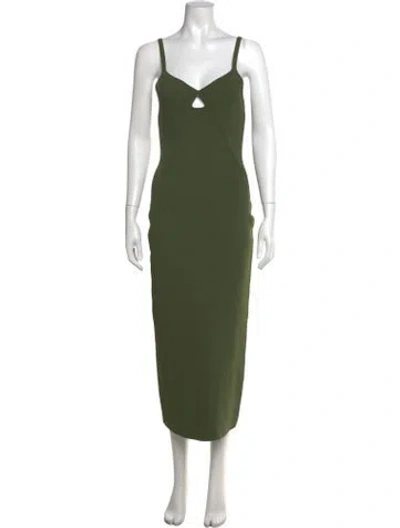 Pre-owned Khaite V-neck Midi Length Dress In Green