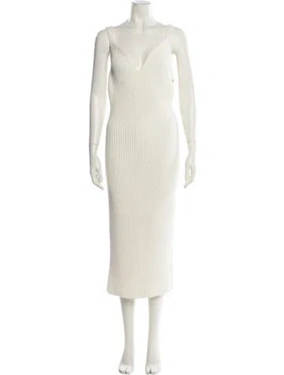 Pre-owned Khaite V-neck Midi Length Dress In Neutral