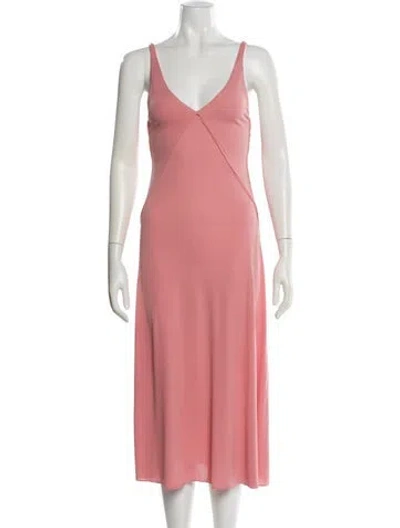 Pre-owned Khaite V-neck Midi Length Dress In Pink