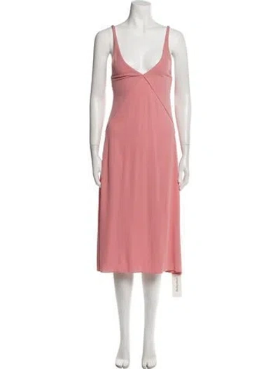 Pre-owned Khaite V-neck Midi Length Dress In Pink