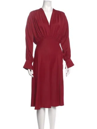Pre-owned Khaite V-neck Midi Length Dress In Red
