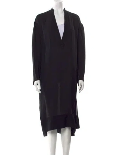 Pre-owned Khaite V-neck Midi Length Dress W/ Tags In Black