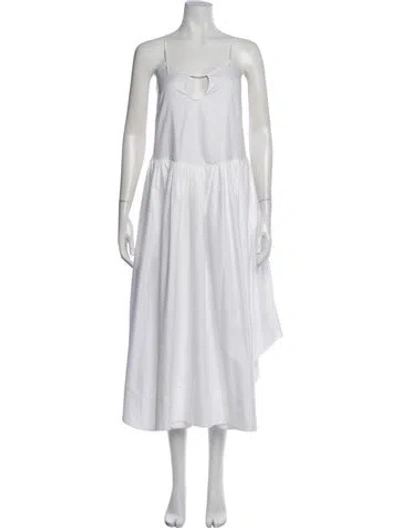 Pre-owned Khaite V-neck Midi Length Dress In White