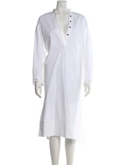 Pre-owned Khaite V-neck Midi Length Dress In White
