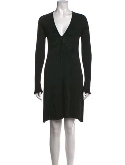 Pre-owned Khaite V-neck Mini Dress In Black